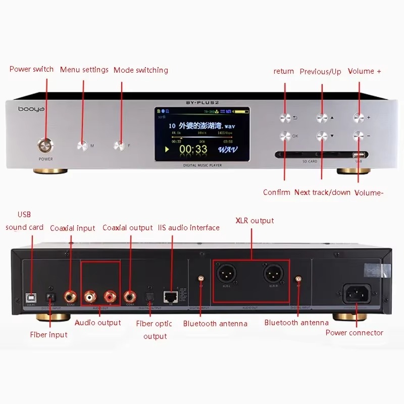 Audio Music By - เครื่องเล่นเสียงดิจิตอลแบบคู่ ES9038PRO DSD256 SACD การถอดรหัสแบบไม่สูญเสียข้อมูล รองรับการเชื่อมต่อแบบสมดุลเต็มรูปแบบ