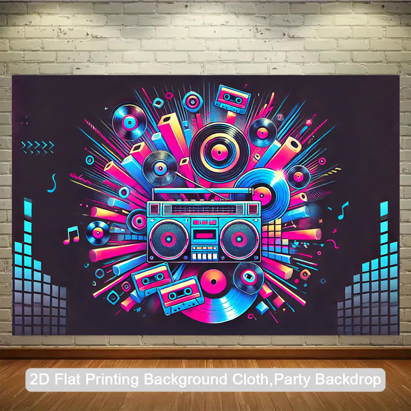 Audio Music In Background - ผลิตภัณฑ์แบบแบน 2 มิติ ชิ้นเดียว กล่องเครื่องเสียงพกพาสไตล์เรโทร พร้อมผ้าพื้นหลังลายเทป