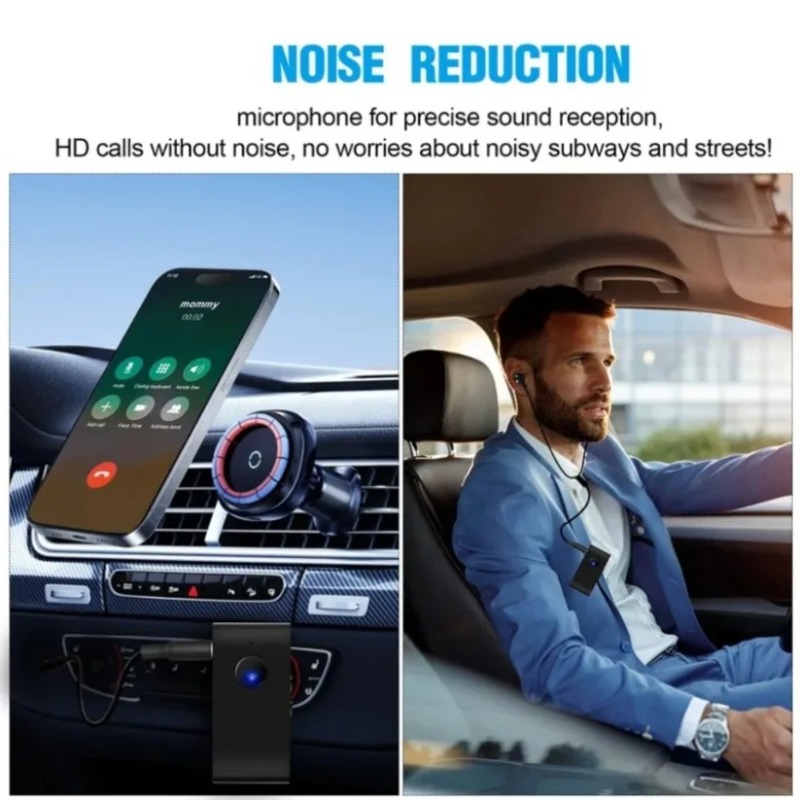 Audio Music Car - เครื่องรับสัญญาณเสียงบลูทูธ 5.0 พร้อมหูฟังแบบมีสาย หูฟังขนาด 3.5 มม.