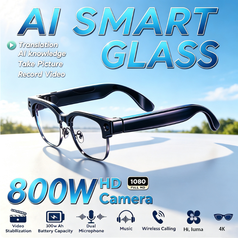 Audio Music To Video Ai Free - แว่นตาอัจฉริยะ 800W HD Pixel สำหรับผู้ชายและผู้หญิง พร้อมระบบ