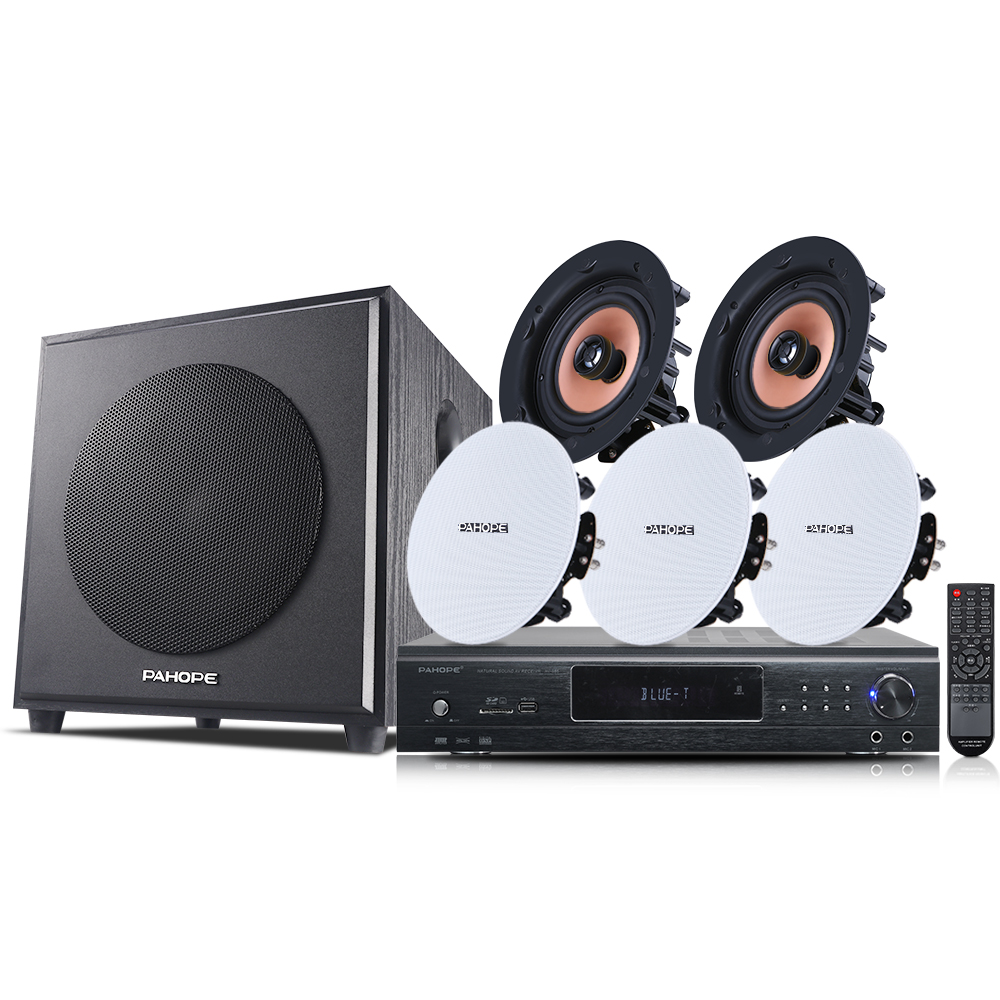 Audio Music In Background - ชุดลำโพงโฮมเธียเตอร์ติดเพดาน 5.1 สำหรับเล่นเพลงพื้นหลังในห้องนั่งเล่น พร้อมระบบแอมพลิฟายเออร์ในตัว