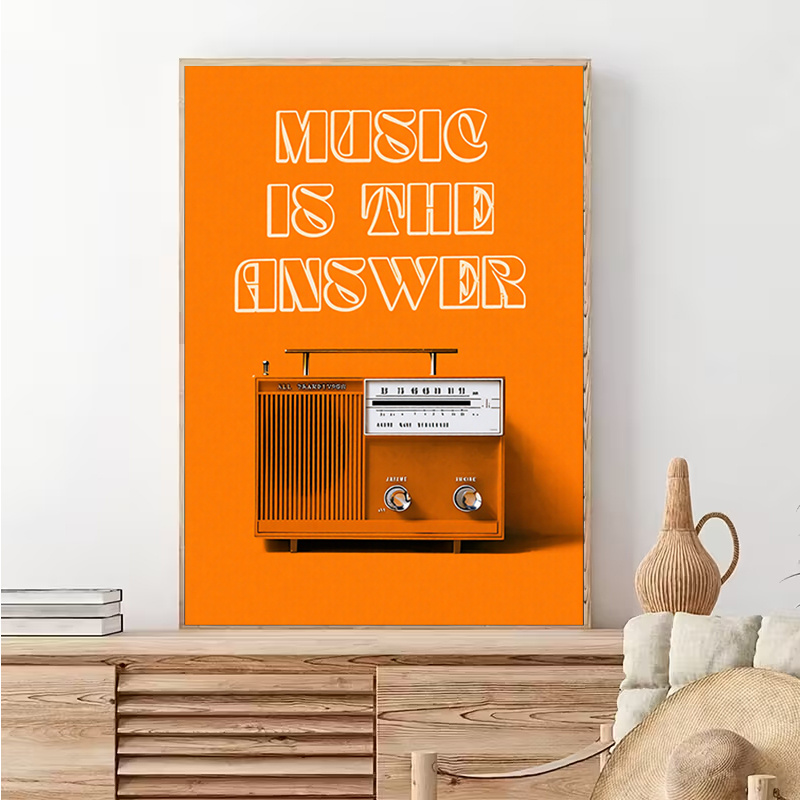 ภาพวาดผ้าใบไร้กรอบลายวิทยุวินเ - Audio Music In Background บทวิจารณ์และราคา