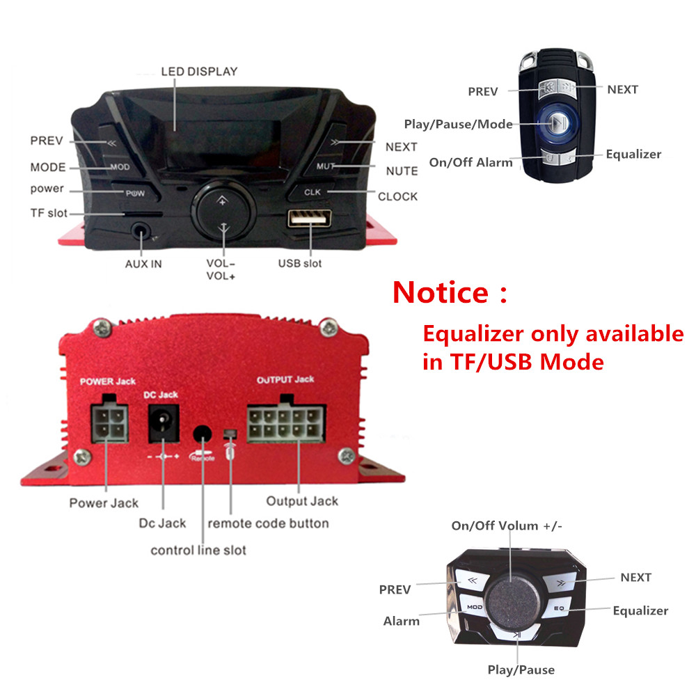 12V 4 ช่อง UTV ATV รถกอล์ฟรถจั - Audio Music To Mp3 บทวิจารณ์และราคา